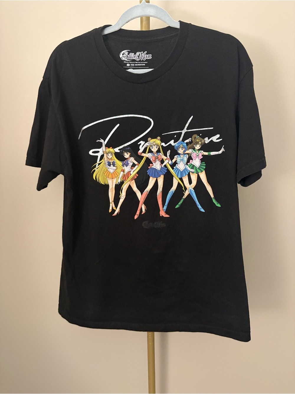 Primitive Sailor Moon Graphic Tee - Black with Colorful Sailor Scouts